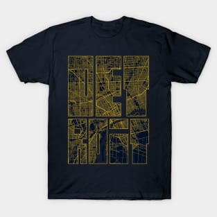 Detroit, USA City Map Typography - Gold Art Deco T-Shirt